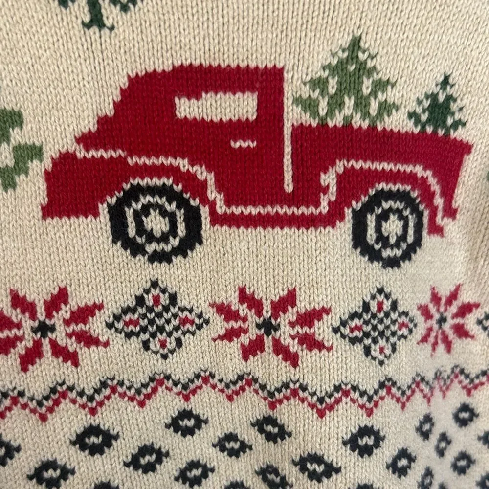 Kids Cream Sweater with Red Truck Design